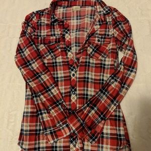 Red, white, blue flannel button down
